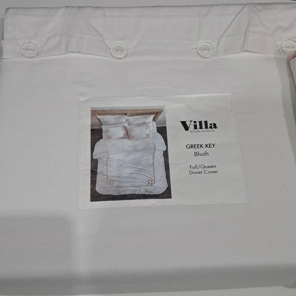 Villa by Noble Excellence Greek Key Blush Queen Duvet Cover